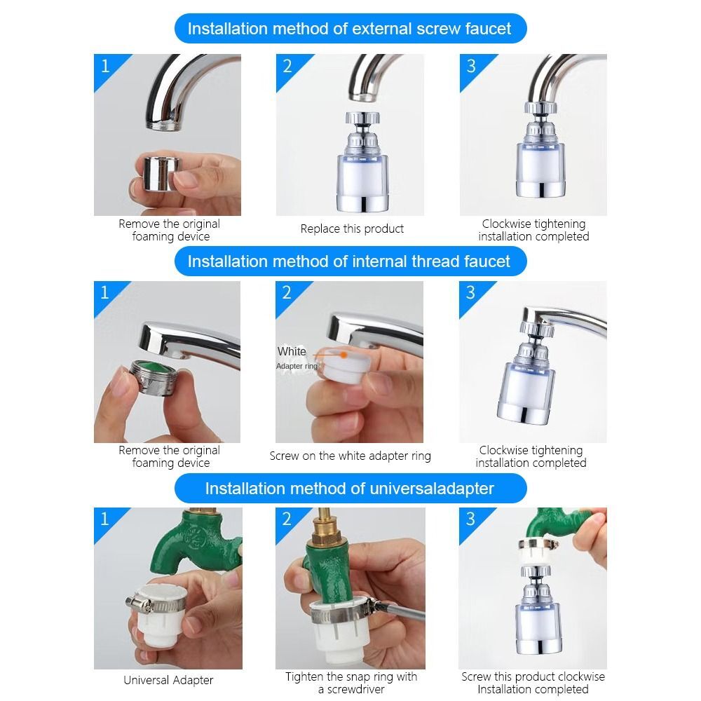 Tap Adapter Faucet Purifier Faucet Water Filter Splash Filters Shower Filters - Picture 9 of 16