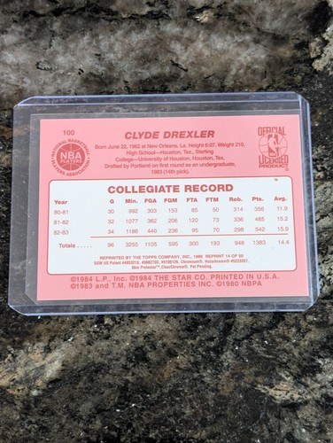 1983-84 Star - #100 Clyde Drexler (RC) Reprint - Picture 2 of 2