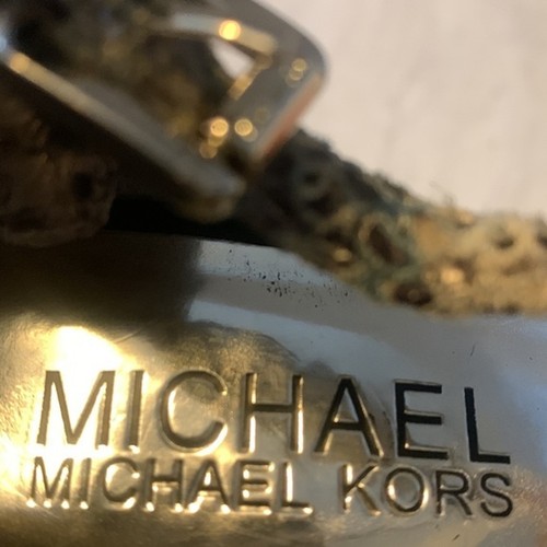 Michael Kors Women's Black Slip On Ankle Strap Open Toe Snakeskin Details Heels - Picture 11 of 12