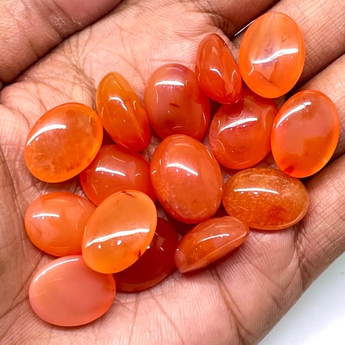 16 Pcs Natural Carnelian Beautiful Orange Oval Cabochon Loose Gemstones 211 Cts - Picture 10 of 10