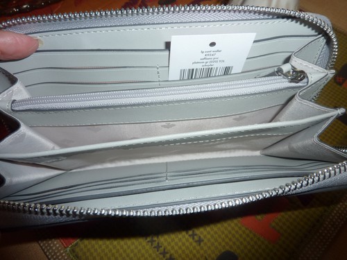 NWT Kate Spade Large Continental Wallet Saffiano Platinum Grey & KS pinkGift bag - Picture 5 of 8
