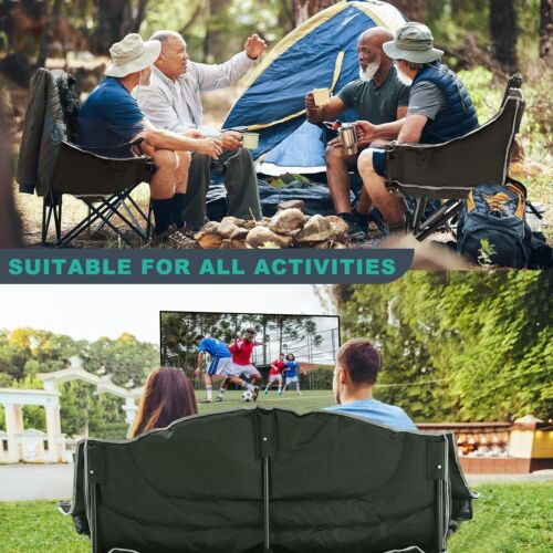 Silla de camping doble silla plegable resistente sofá silla de campamento 2 personas 990 lb - Imagen 20 de 21