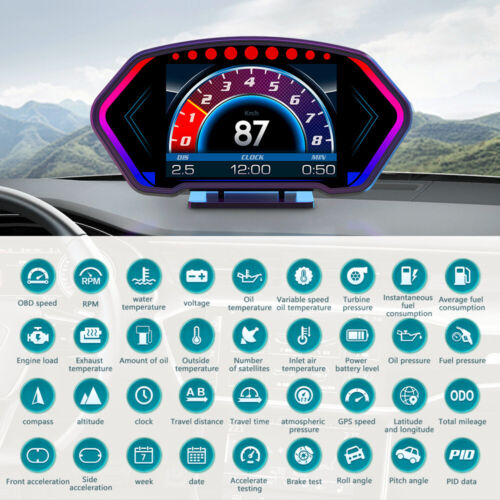 Car OBD Digital Gauge GPS Head Up Display Dashboard Speedometer Multi-Function - Picture 8 of 16