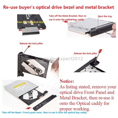 2. HDD SSD Festplatte Caddy Adapter Schacht für Lenovo Thinkpad E540 E440 L540 L440 - Bild 9 von 9