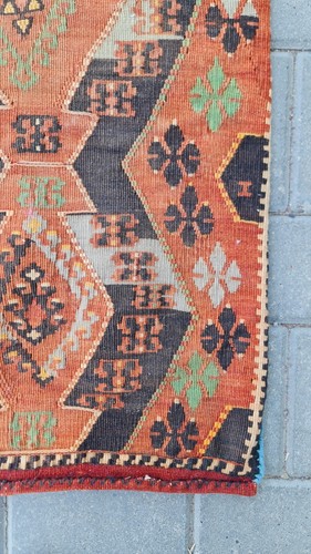 Antique Red rug, Orange rug, Chuval rug, Vintage home, Kilim carpet Rug, baho - Picture 3 of 5
