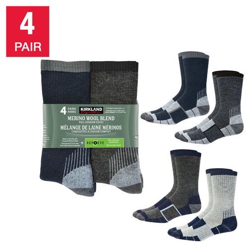 Men's Kirkland Merino Wool Sock, 4 Pair Navy/Charcoal/Grey/Navy Combinat 7771320 - Picture 4 of 12