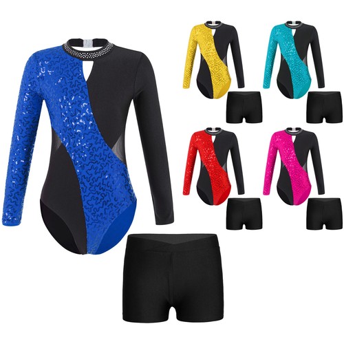 Kids Girl's Jumpsuit Stage Dance Outfit Workout Rompers Gymnastic Waistband Gym - Picture 3 of 66
