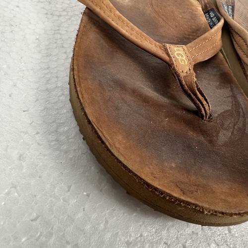UGG Australia Kayla Damen-Flip-Flops Zehenstegsandalen 9 braune Leder-Flats - Bild 9 von 11