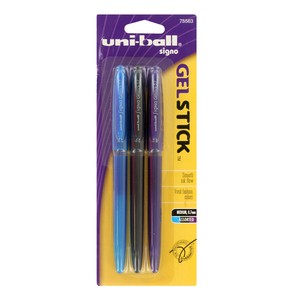 Uni-Ball-Signo-Gel-Stick-Pens-0-7mm-Medium-Point-Assorted-Colors-Pack-of-3