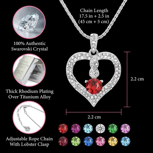 TRYNDI Birthstone Necklace for Women - Infinity Heart Necklace for Women - Picture 6 of 75