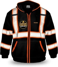 KwikSafety Mens Fleece Safety Hoodie PPE Hi Vis Reflective Work Jacket S - Black