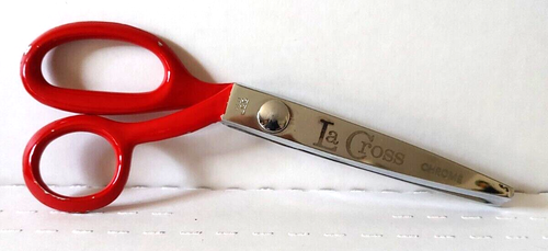 LA CROSS Vintage Chrome 557 Pinking Shears 7" Red Made Italy - Sewing / Crafts - Picture 2 of 4