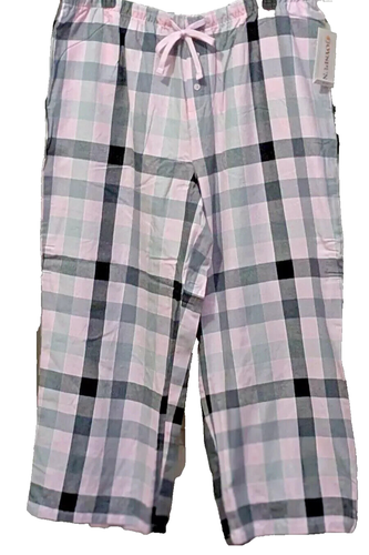 -JOYSPUN COTTON PAJAMA LONG PLAID PANTS ONLY PINK GRAY POCKETS 2X 18W-20W - Bild 5 von 8