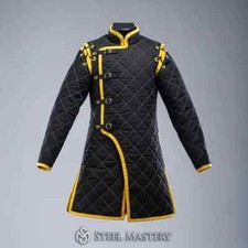 Medieval gambeson with contrast edge and stitching, Larp gambeson, Reenactment