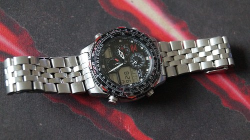 Citizen C300 E80044 Hora Mundial Cronógrafo UTC GMT Temporizador Cronómetro Alarma 42mm Reino Unido - Imagen 3 de 24