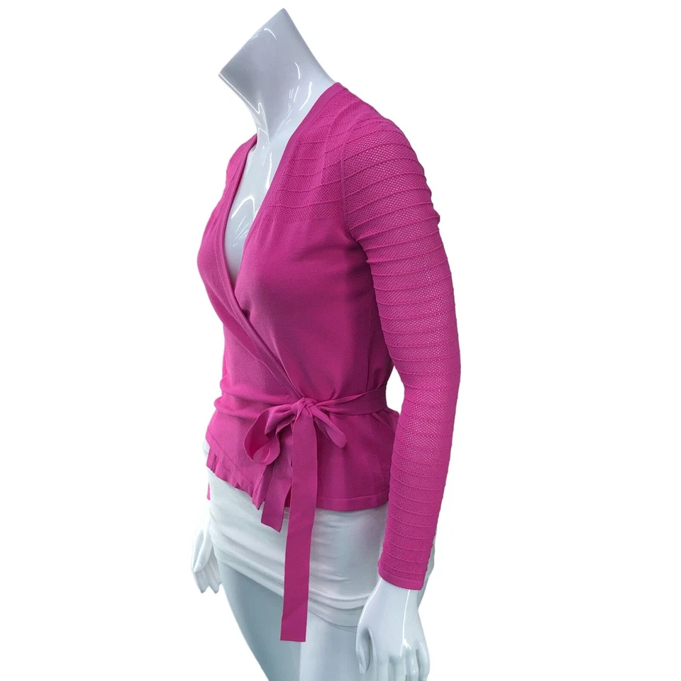 Top Diane Von Furstenberg DVF Mujer Talla XS Imelda Envolvente Rosa Malla Barbiecore Foto 4 de 4