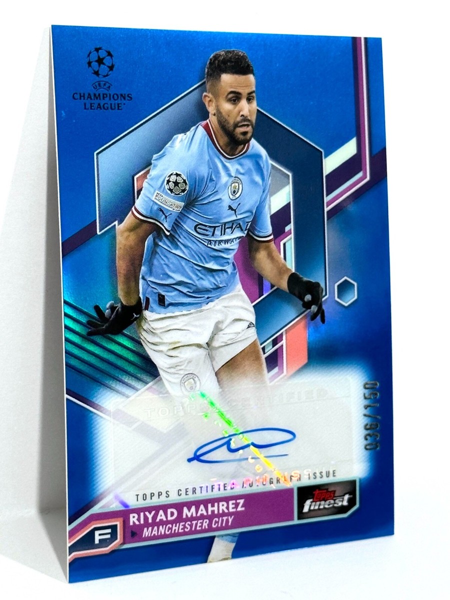 2022-23 Topps Finest UCL Man City Riyad Mahrez Autograph Blue