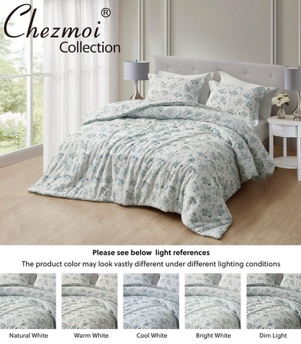 Chezmoi Collection Gigi 3-Piece Full Size Washed Cotton Floral Comforter Set ... - Picture 5 of 9