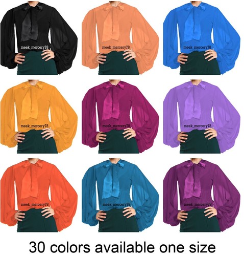 Chiffon Sheer Top Balloon Sleeve Blouse Size Long Short Crop Mesh Top C47 - Picture 1 of 35