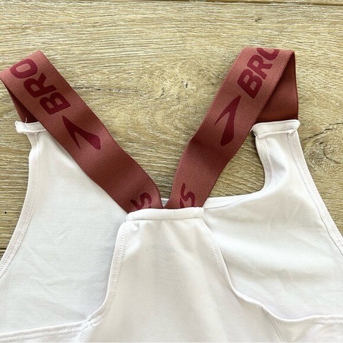 Brooks Run Happy Athletic Tank Top Medium Blush Pink Spellout Strap Racerback - Picture 6 of 6