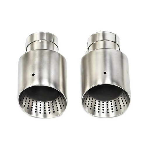 Silver Akrapovic style slash cut exhaust tips universal 101mm (63mm inlet) - Picture 2 of 6