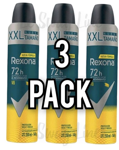 3 Pack Rexona V8 Desodorante For Men Deodorant Spray Deodorant 250mL Each - Picture 5 of 5