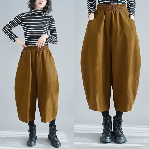 Freizeit elastische Damenhose mit Taille Harem kurz geschnitten lose breite Beine Mode - Bild 1 von 18