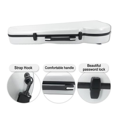 Estuche rígido para viola de fibra de carbono ajustable de 16 pulgadas para 15-16,5 pulgadas blanco - Imagen 2 de 10