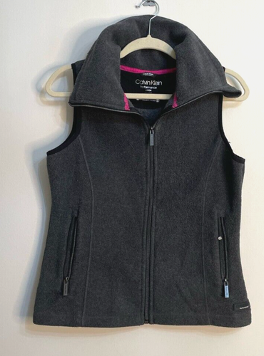 Calvin Klein Performance Gray Vest Womens Athletic ZipUp Fleece Sz Small Grey - Picture 2 of 11