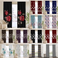 Pair Ready Made Printed Pencil Pleat Curtains + Tie Backs Poly cotton 66X72 Inch