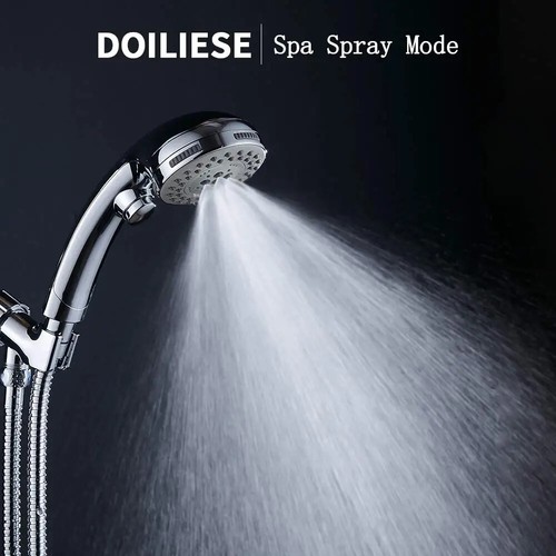SHOWER HEAD High Pressure Handheld Spray Hose on off Switch 6 Settings CHROME - Bild 3 von 9