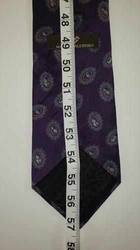 Mario Valentino Silk Necktie Purple With Multicolor Design Mens - Picture 4 of 5