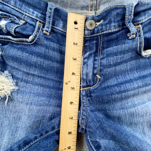 Pantalones de mezclilla para mujer Abercrombie and Fitch, talla 6, envejecidos, azul Capri, lavado oscuro - Imagen 4 de 14