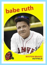 Babe Ruth Trading Card Custom ACEO Art Boston Braves 59-T-BR-1
