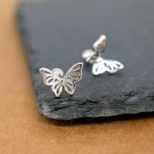 925 Sterling Silver Butterfly Screw Back Stud Earrings A4114