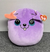 TY Squish a Boos BITSY the Purple Dog 8" Plush