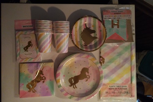 UNICORN SPARKLE Birthday Party Supply SUPER Decoration Kit w/ Invites & Banner - Picture 6 of 6