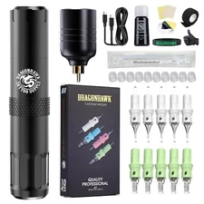 Dragonhawk S6 Tattoo Pen Kit w/ Rotary Machine & Needle Cartridges