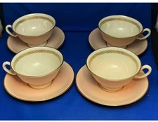 LENOX CARIBEE SET OF 4 CUPS & SAUCERS, EXCELLENT CONDITION, VINTAGE PATTERN