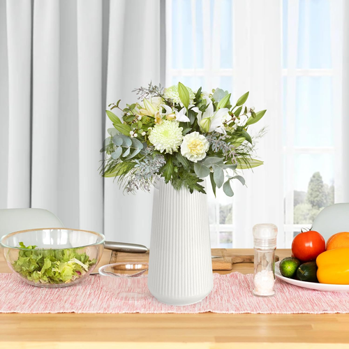 White Ceramic Vase, Flower Vase Ceramic Vase for Flowers, Decorative White Vase - Picture 6 of 12
