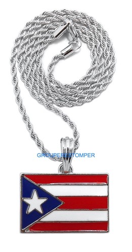 Puerto Rico Flagge kleiner Anhänger Halskette mit 24 Zoll Kette - Bild 16 von 19