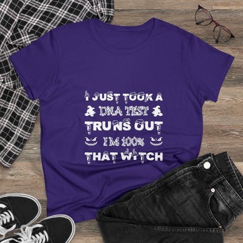 I Took a DNA Test 100% Witch - Women's Midweight Cotton Tee - Picture 5 of 16