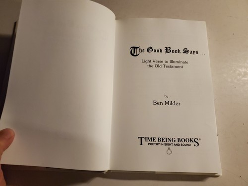 The Good Book Says,Light Verse to Illuminate the Old Testament,Ben Milder,SIGNED - Picture 4 of 11