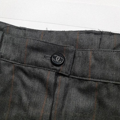 CHANEL Womens Trousers Grey 42 Wool Herringbone Wide Leg Pants Vintage 98 A - Picture 4 of 12