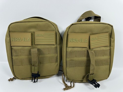 Lot of 2 NRA-ILA Tactical Pouch Carry Bag Khaki Tan Shooting Range Bag