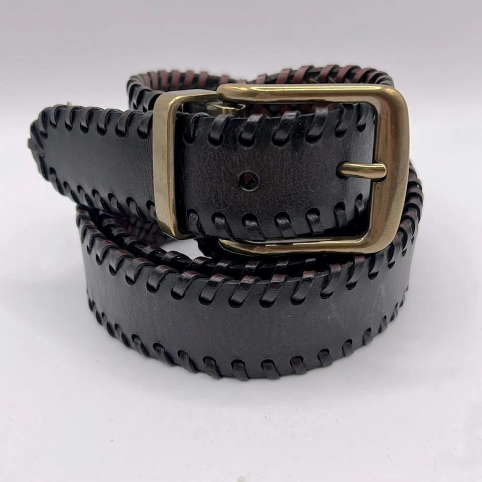 Cinturón Tommy Bahama Tejido Trenzado Reversible Negro Marrón Cuero Hombre Foto 2 de 4