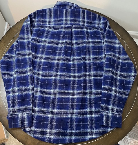 Woolrich Brawny Flannel Shirt Size Medium Blue Overshirt Heavy - Picture 4 of 9