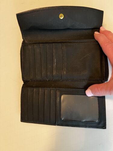 Portafoglio vintage Rolfs in pelle nera con cerniera rotonda libretto degli assegni slot tasca per monete - Foto 4 di 4