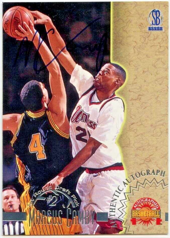 1996 Score Board Autographed Basketball Auto Marcus Camby *UMASS*