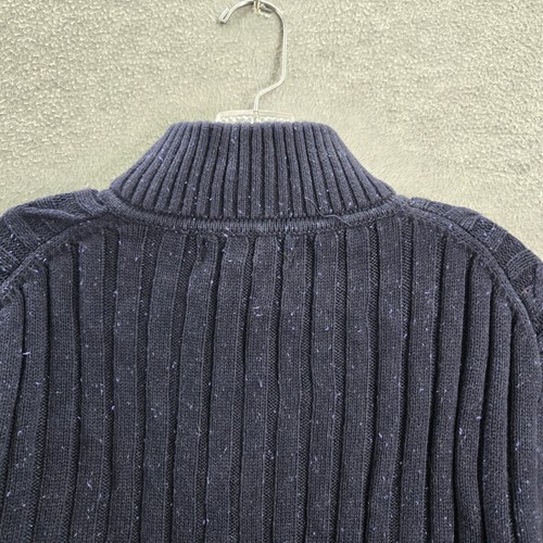 Tasso Elba Men Sweater XL Navy Blue Speckled Cable Knit Button Mock Neck NWT - Bild 9 von 11